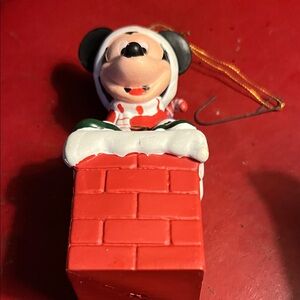 Walt Disney Mickey Mouse Santa in Chimney Christmas ornament.